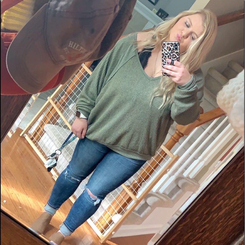 free people waffle knit sweater/shirt